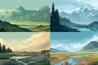 draw professional vector landscape illustration