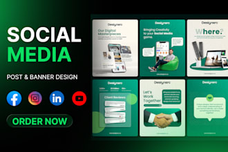 design linkedin, facebook, and instagram posts and banners