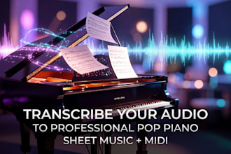 transcribe audio to pop piano sheet music keyboard synth midi song arrangement