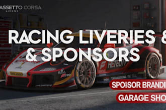design assetto corsa racing liveries with sponsor branding and decals