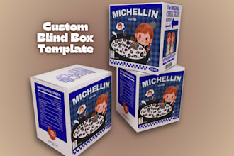 design custom blind box packaging template dieline print ready