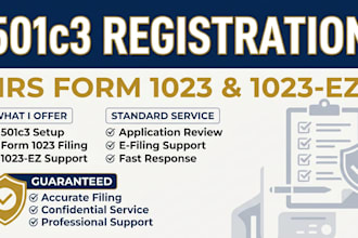 create 501c3 nonprofit registration and file irs form 1023 or 1023 ez