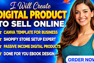 create digital product canva ebook shopify store for passive income