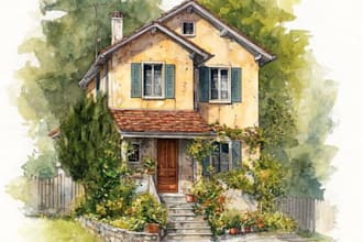 create museum quality watercolor villa and estate