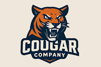 design an cougar mascot sport logo in high definition