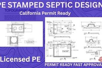 provide pe stamped septic system design permit plans for california