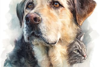 draw your pet dog cat cute cartoon illustration
