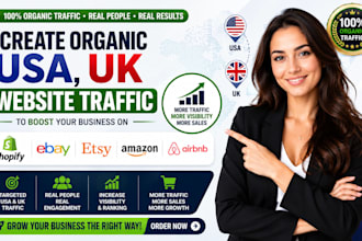 create  organic USA,UK website traffic to boost shopify ebay etsy amazon airbnb