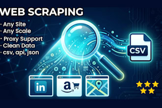 be your web scraping expert, clean CSV, json, API