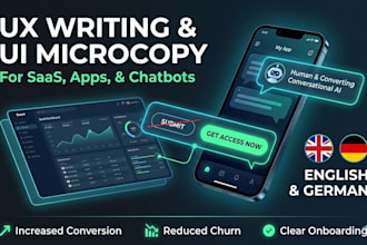 write UX copy, UI microcopy, website, app chatbot UX writing