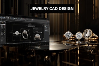 create jewelry cad design, realistic 3d jewelry rendering and luxury packaging