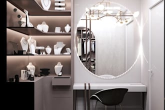 design, render interior make up room, dressing room, girl bedroom, toilet design