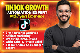 setup or manage tiktok shop, tiktok ads, affiliate and tiktok dropshipping store