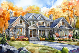 paint watercolor house portrait