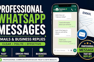 professional whatsapp messages, emails business replies writing