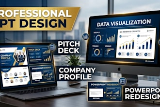 create powerpoint presentation ppt design redesign pitch deck company profile