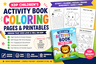 design KDP childrens activity book coloring pages and printables