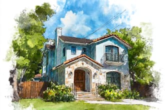 make collectible watercolor mansion and property artwork