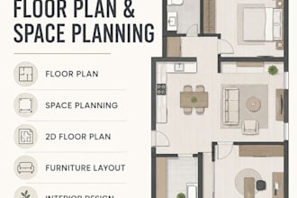 design a 2d floor plan and space planning for your home or office