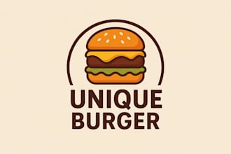 design unique food burger restaurant logo, twitch and youtube gaming clan