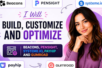 build beacons pensight systeme io payhip kajabi gumroad stores creators, coaches