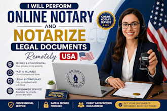 perform online notary and notarize legal documents remotely USA notary stamp
