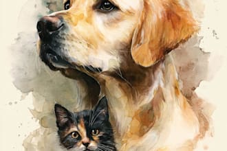 draw your pet dog cat cute cartoon illustration