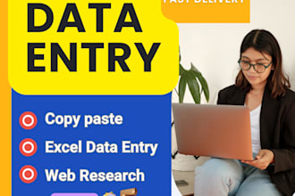 data entry, web research , copy paste