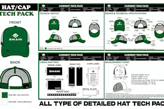 design custom hats and caps tech pack and mockups hat tech pack headwear tech pa