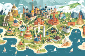 draw map illustration, game map, event map, vector map
