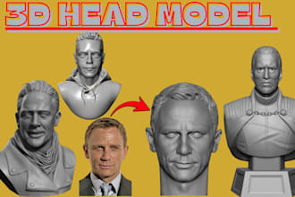 sculpt a realistic 3d head bust model, and full body model for 3d printing