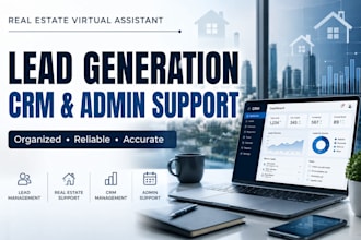 be your real estate virtual assistant for lead generation, CRM, admin support