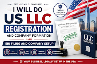 do US llc registration and company formation with ein filing and company setup