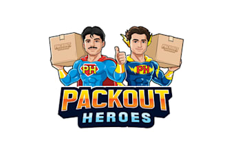 design mascot pack out food box heroes logo