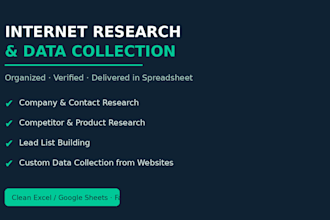 do internet research and deliver results in a spreadsheet