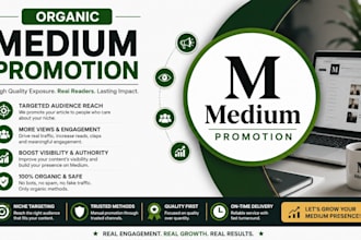 do organic marketing promotion for your medium article, followers and engagement