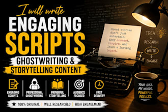 write engaging scripts, ghostwriting and storytelling content
