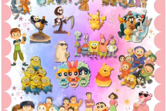 create cute cartoon collage posters and and car design
