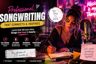 write original song lyrics and catchy hooks for your music project