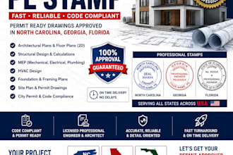 license architect structural engineer pe stamp in north carolina georgia florida