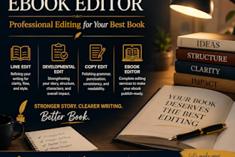 be your developmental editor, line, and copy editor, proofread, fiction novel