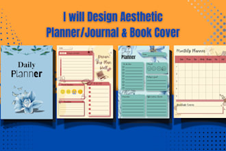 design aesthetic planner journal and book cover