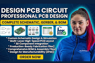 design pcb circuit, pcb design, pcb schematic, fabrication gerber and bom