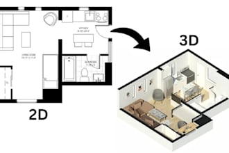 convert 2d floor plan to 3d floor plan rendering sketchup autocad design
