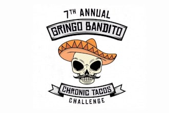 design seventh annual gringo chronic tacos food logo