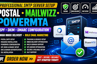 setup postal SMTP mailwizz powermta spf dkim dmarc for bulk email marketing