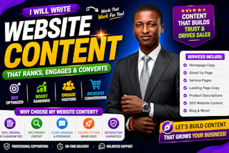 write SEO website content, homepage copy and website copywriting