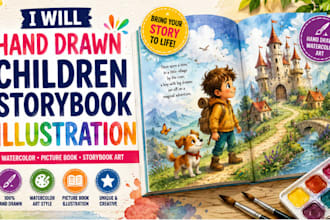 draw children storybook illustration and 3d children book illustration