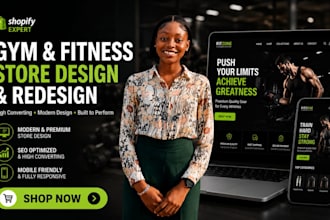 design or redesign a shopify gym and fitness store professionally