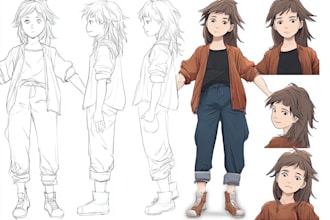 create anime character sheet and reference art